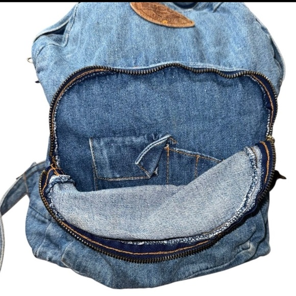 Vintage Rugged Exposure Denim Backpack Blue Jean 90s Y2K Bag - Picture 3 of 12